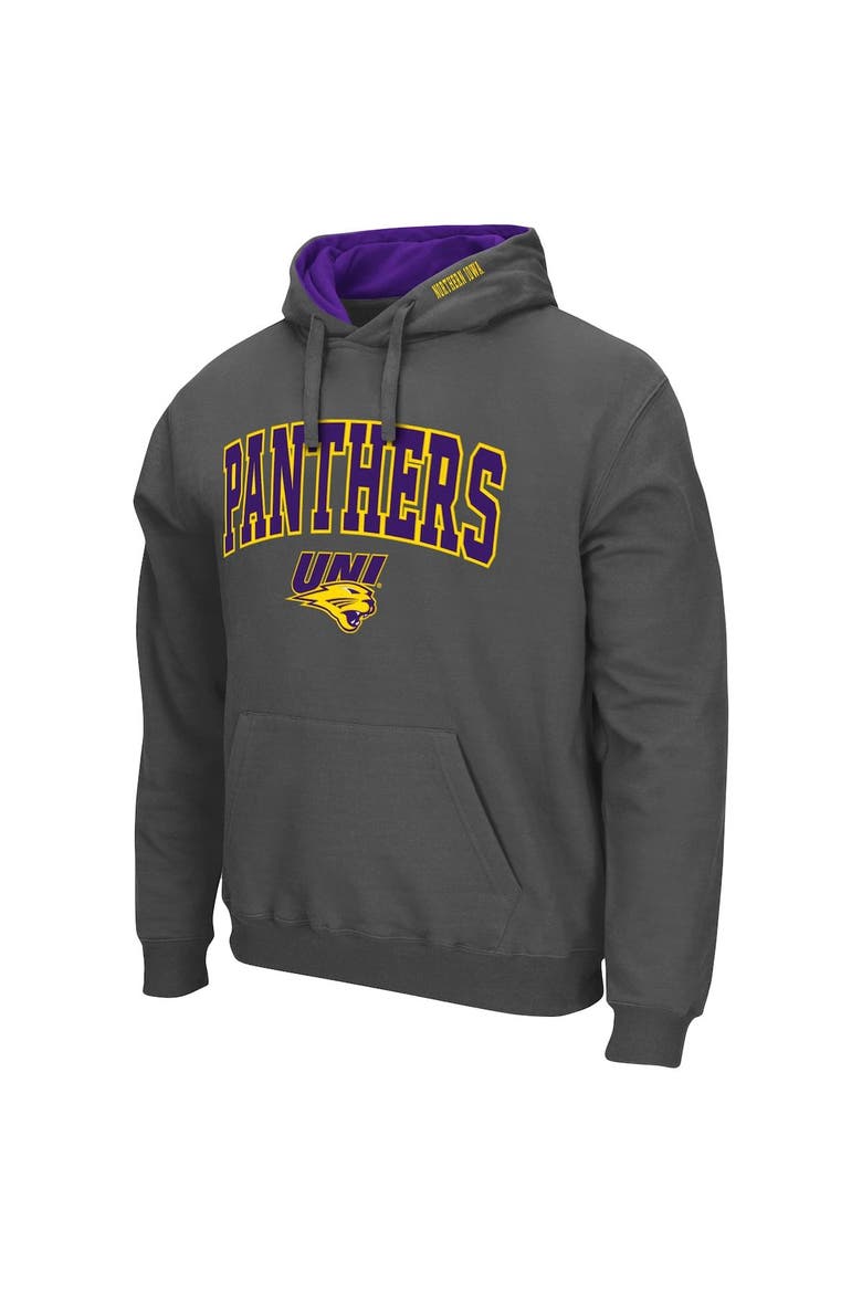 Men's Colosseum Charcoal Northern Iowa Panthers Arch and Logo Pullover Hoodie, Alternate, color, Charcoal