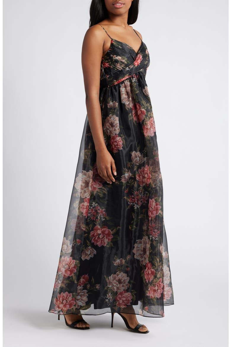Truly Extraordinary Organza Cocktail Maxi Dress, Alternate, color, BLACK/ RED/ GREEN/ BLUSH