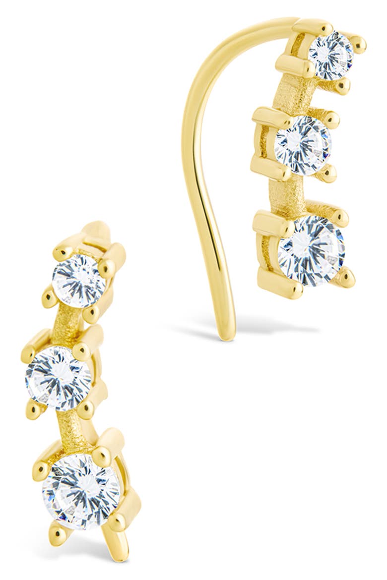 Cubic Zirconia Mini Ear Crawlers, Main, color, GOLD