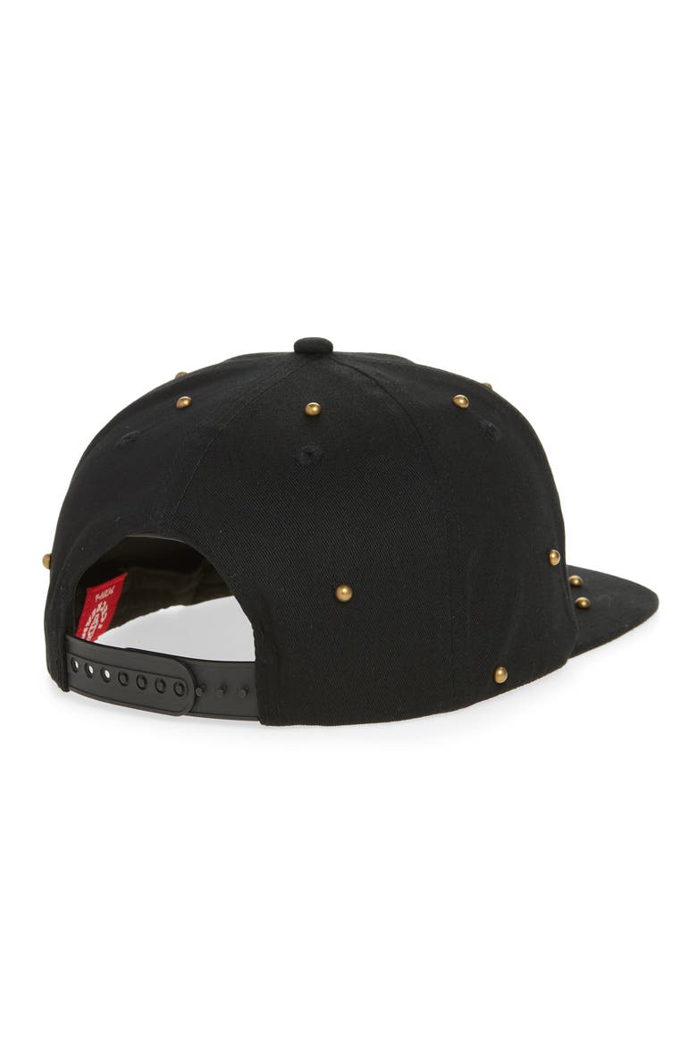 Stack City Studded Embroidered Coton Twill Baseball Cap, Alternate, color, BLACK