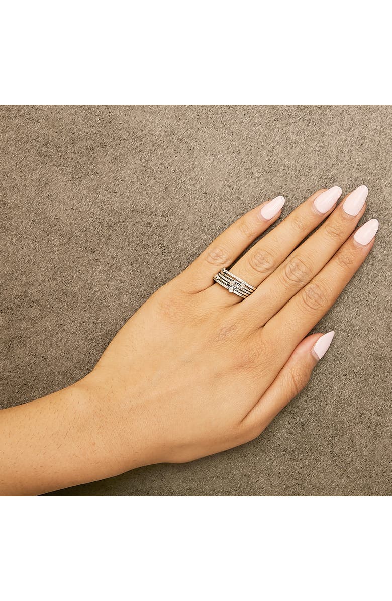 Haus of Brilliance Sterling Silver 3/8 Cttw Diamond Bezel and Pave Set Stackable Ring Set, Alternate, color, Silver