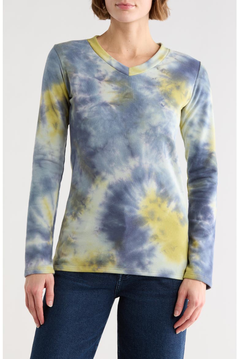 Tie Dye V-Neck Sweater, Main, color, BLUE SPLASH