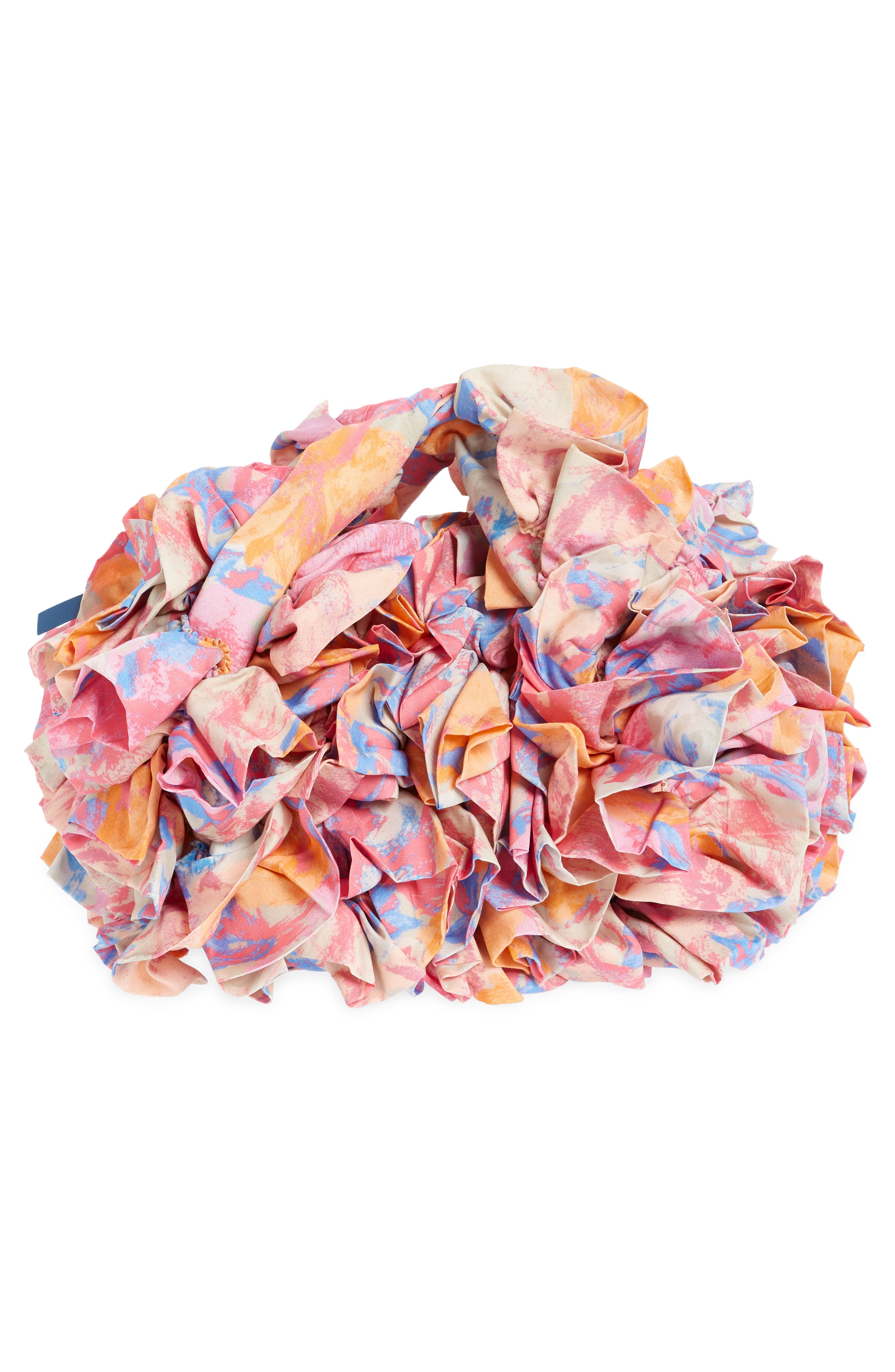 Dries Van Noten Mini Print Ruffle Crepe Hobo, Alternate, color, 