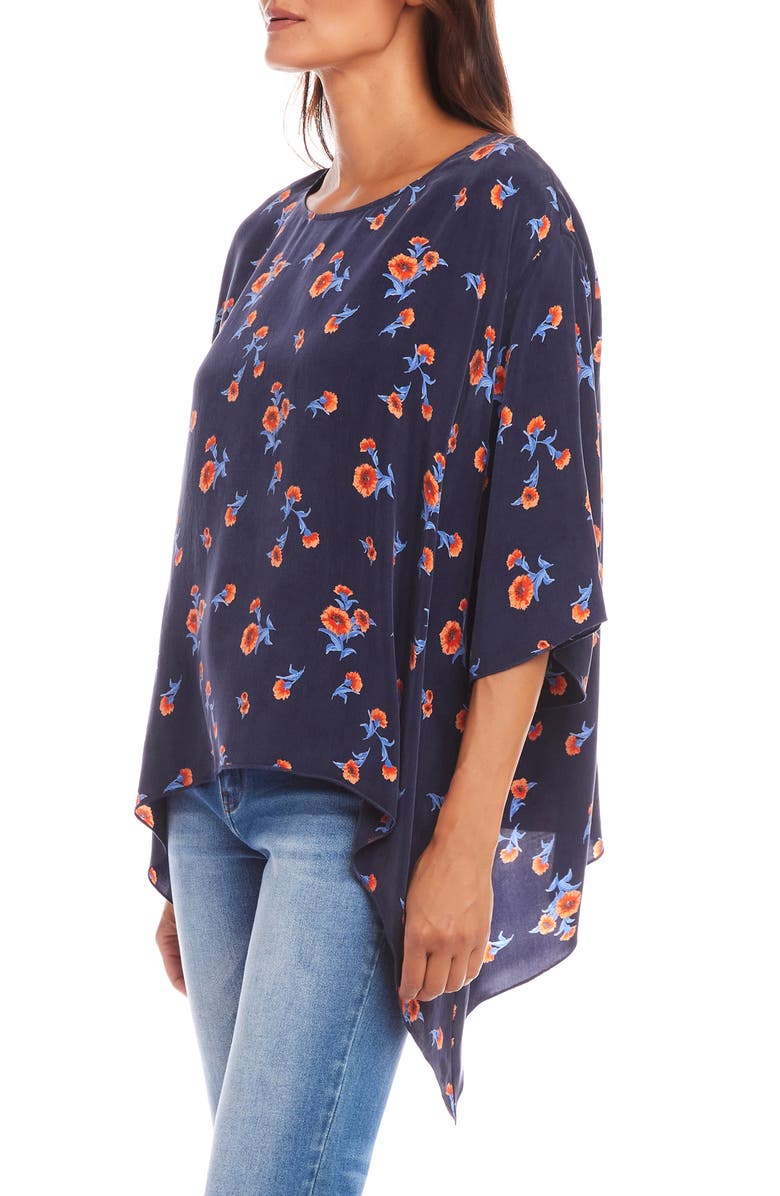 Karen Kane Flare Hem Top, Alternate, color, Navy Print