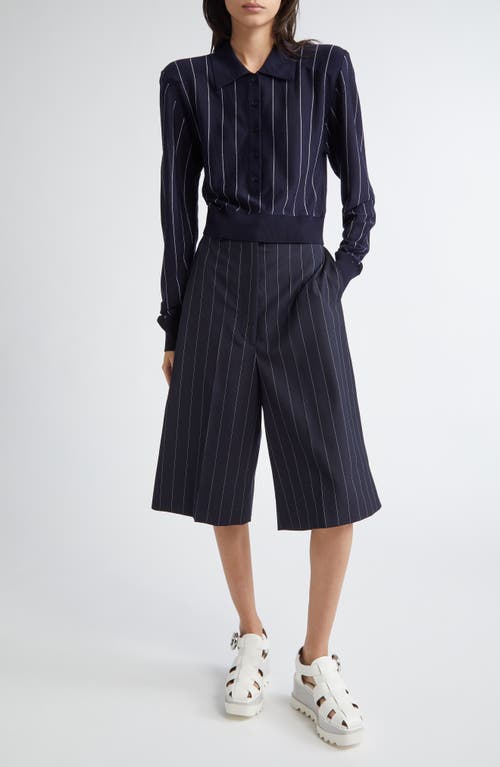 Stella Mccartney Womens Polo Striped Wool-knit Top Ink White In Ink/white