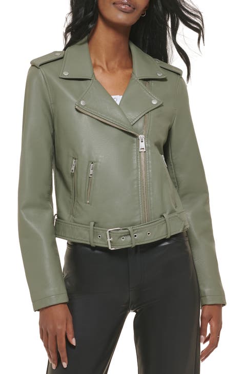 Women s Green Leather Faux Leather Jackets Nordstrom Rack