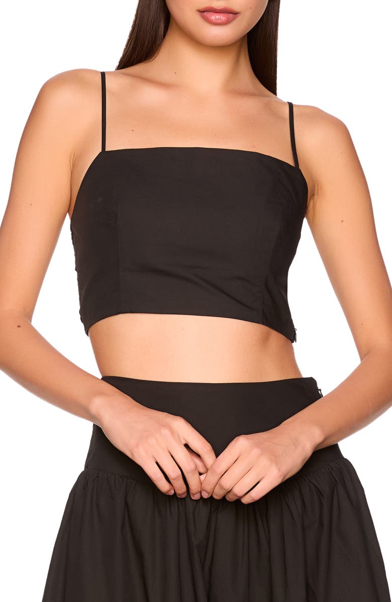 Susana Monaco Smocked Back Crop Cotton Poplin Top, Main, color, 