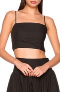 Susana Monaco Smocked Back Crop Cotton Poplin Top