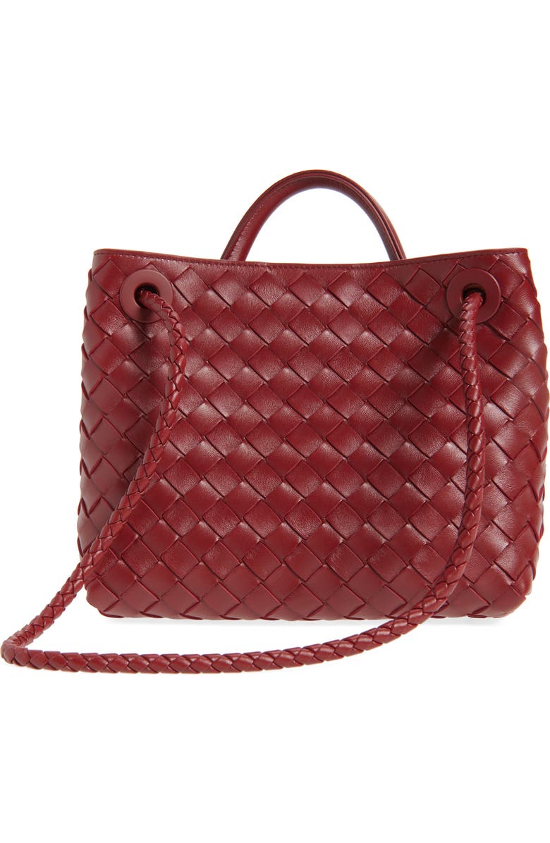 Bottega Veneta Small Andiamo Intrecciato Lambskin Leather Top Handle Bag, Alternate, color, 6551 Lava Red-M B