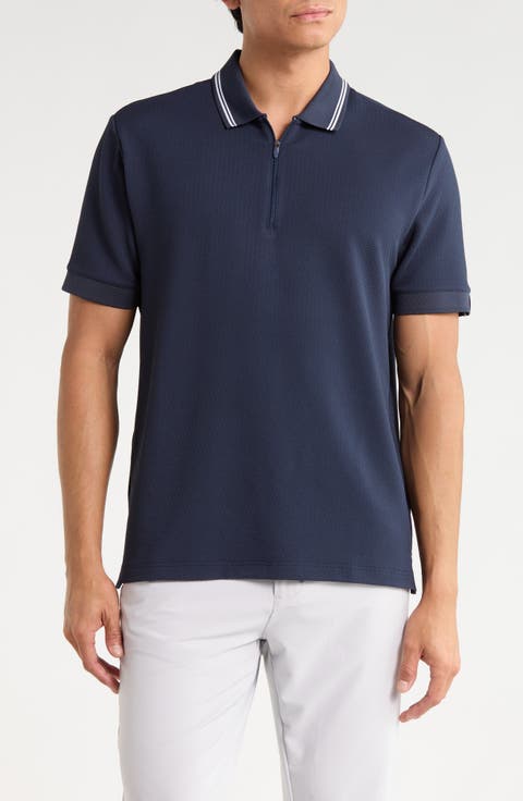 Textured Quarter Zip Knit Polo