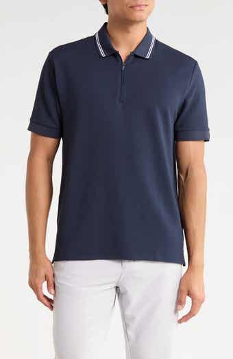 Textured Quarter Zip Knit Polo