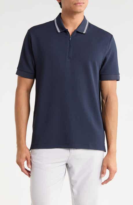 Textured Quarter Zip Knit Polo