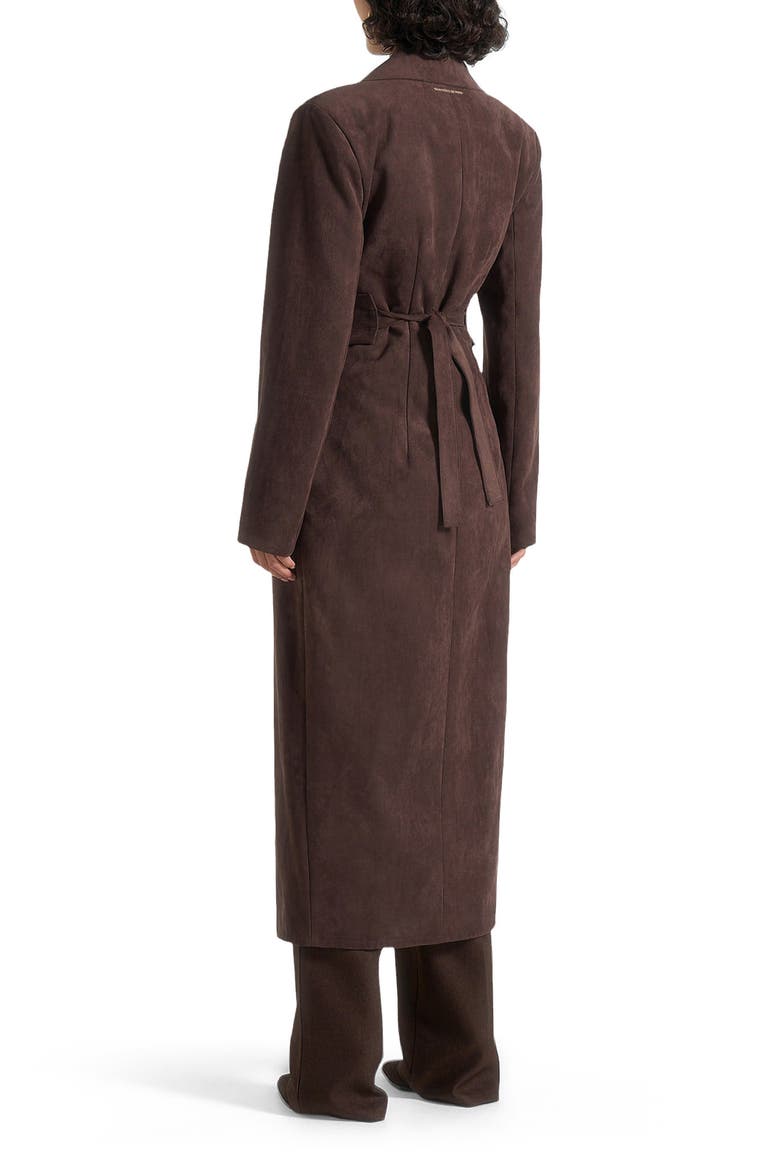 Esma Suede Asymmetric Coat with Cinch Belt, Alternate, color, Brown