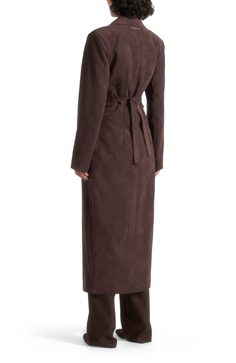 Manière De Voir Esma Suede Asymmetric Coat with Cinch Belt, Alternate, color, Brown
