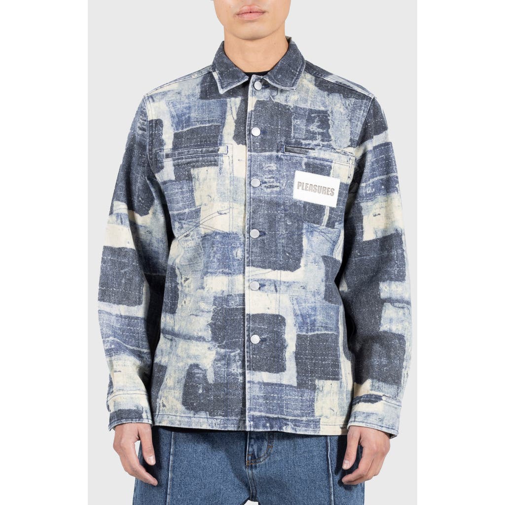 Pleasures Boro Regular Fit Patchwork Style Shirt Jacket In Indigo