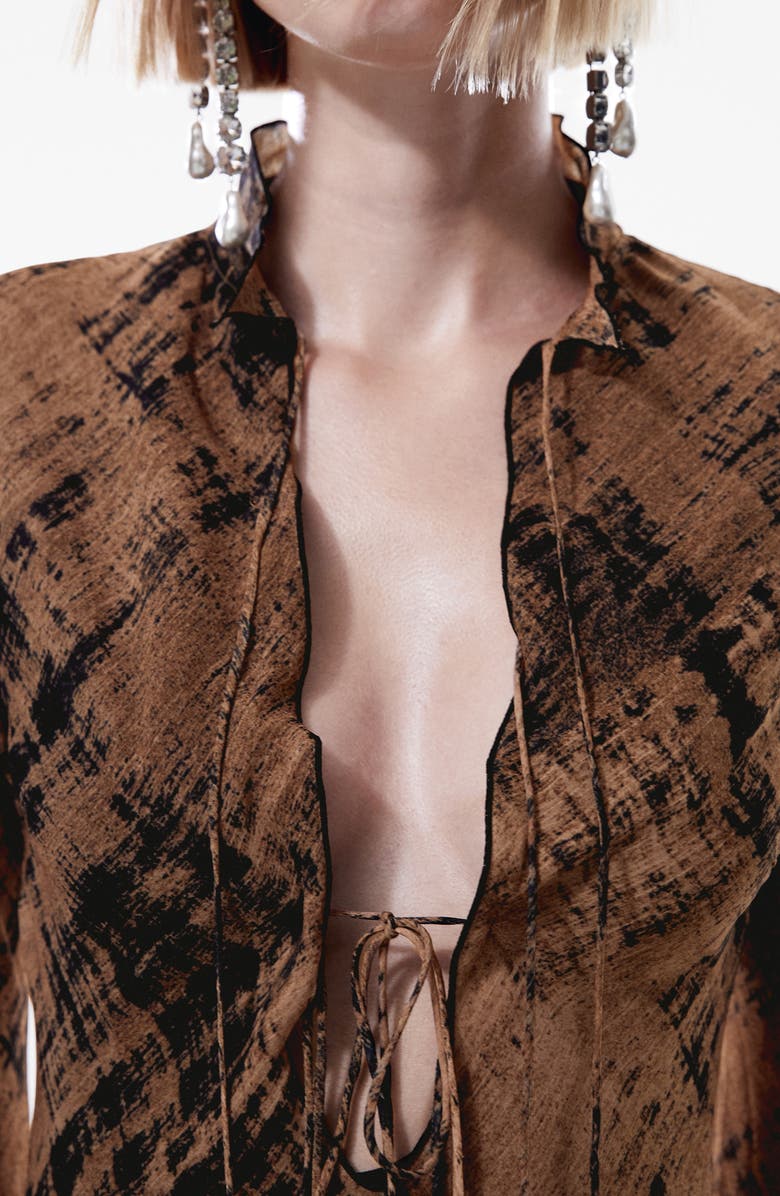 MANGO Print Long Sleeve Maxi Dress, Alternate, color, 