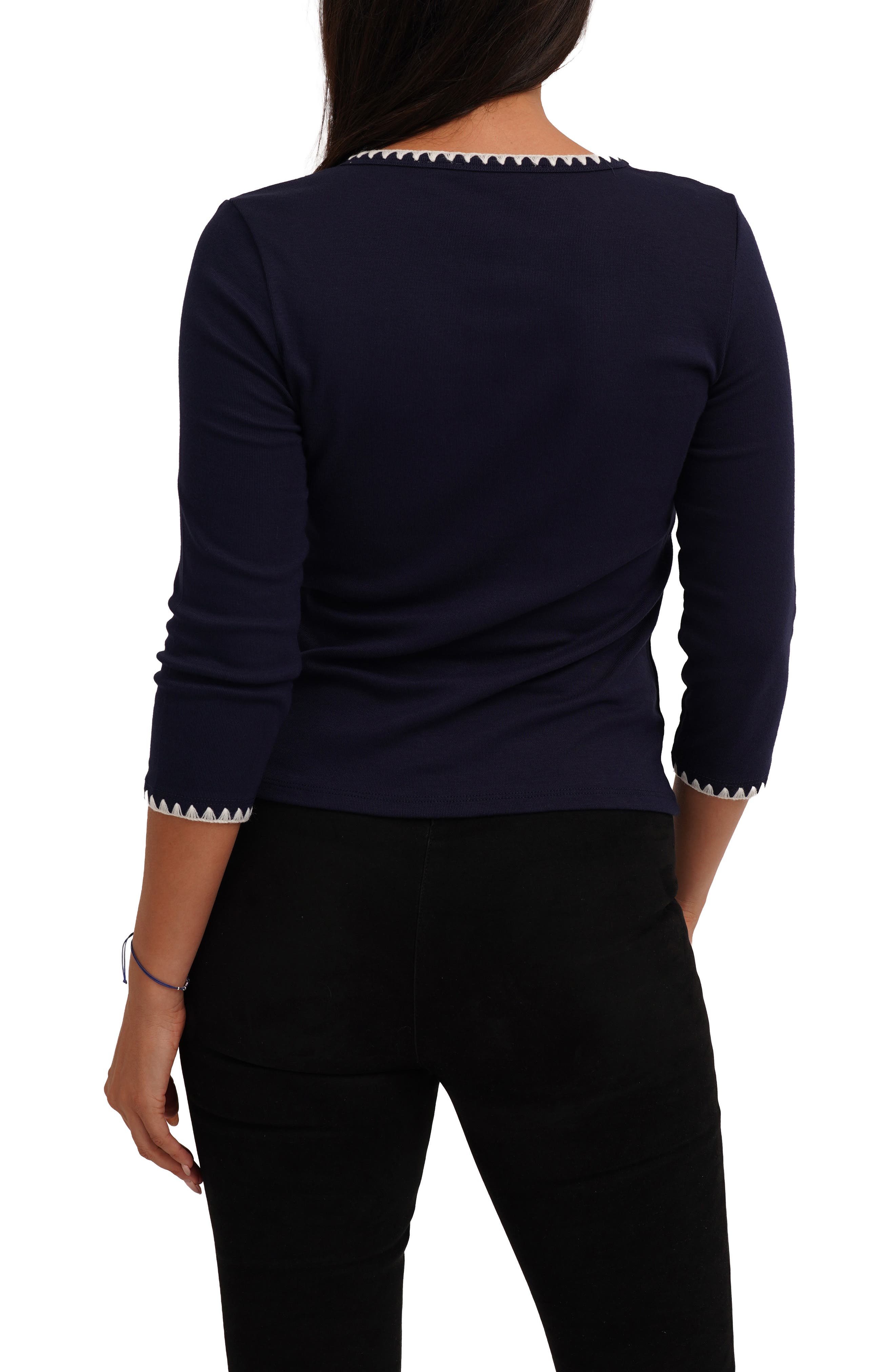 Blanket Stitch Trim Button-Up Top - image 4