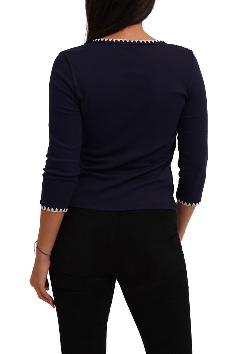 Blanket Stitch Trim Button-Up Top, Alternate, color, ECLIPSE W/ BONE