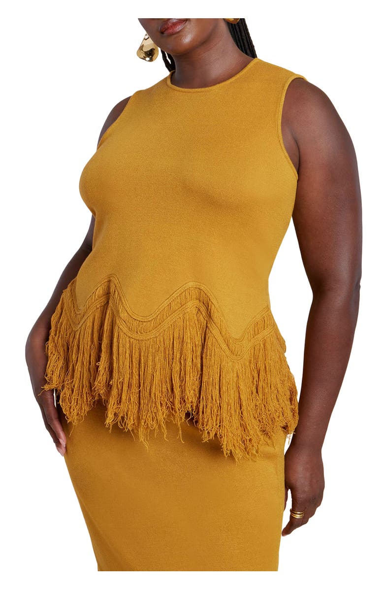 ELOQUII Fringe Hem Sweater Top, Main, color, 