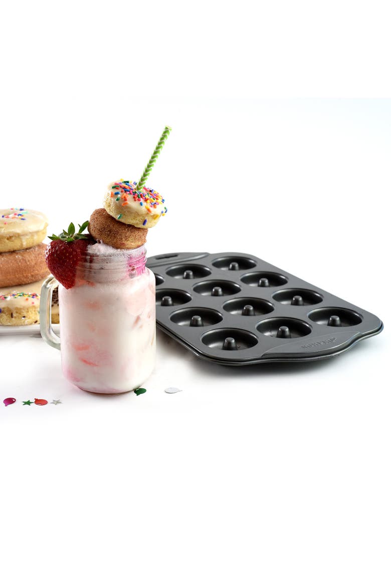 Nonstick 12-Cavity Mini Donut Pan, Alternate, color, Black
