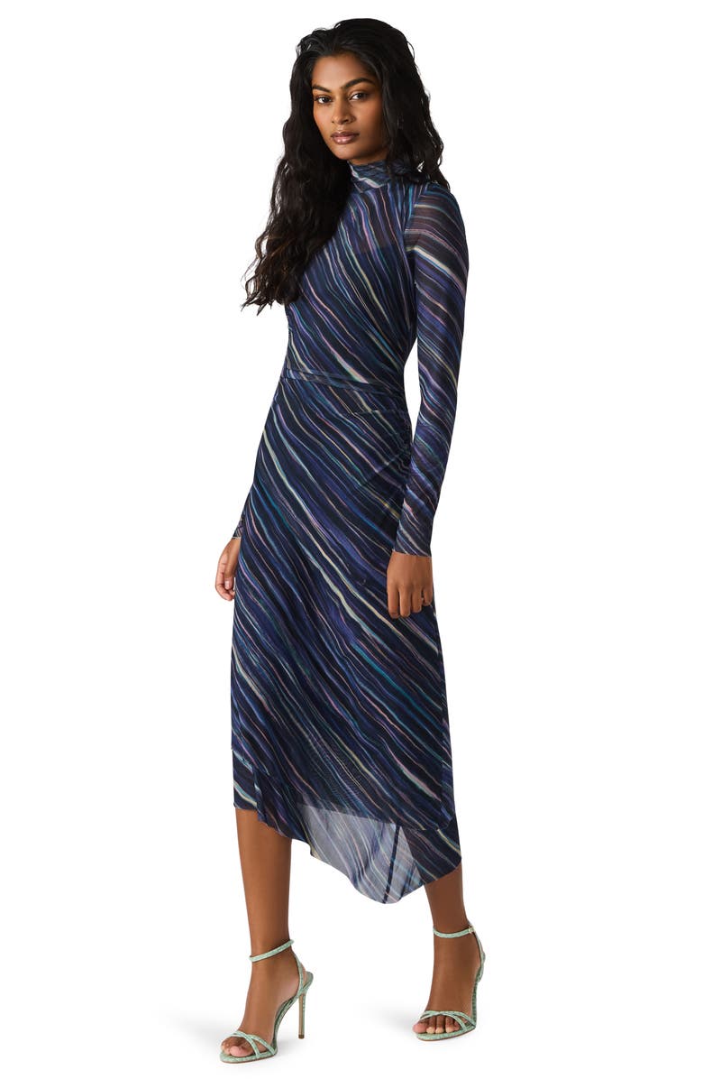 Steve Madden Blare Stripe Long Sleeve Mesh Midi Dress, Alternate, color, Pastel Multi
