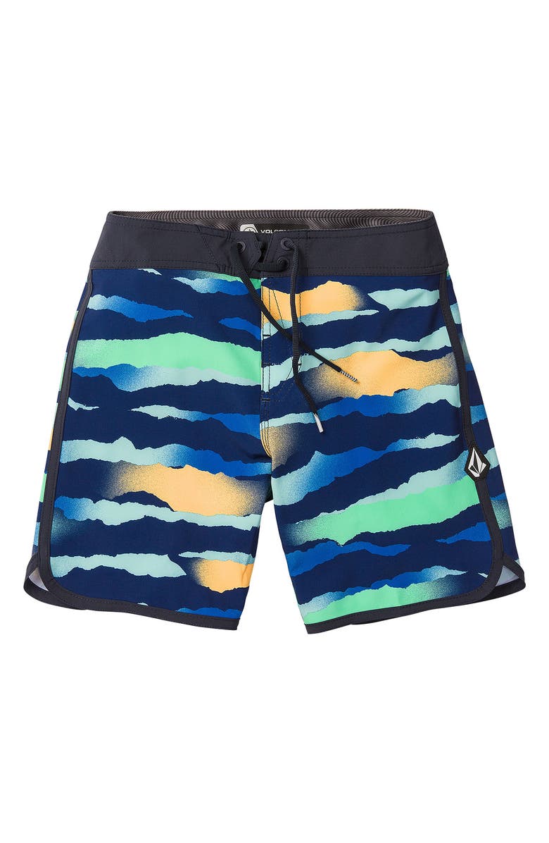 Volcom Kids' Zebra Scallop Mod Board Shorts, Main, color, 