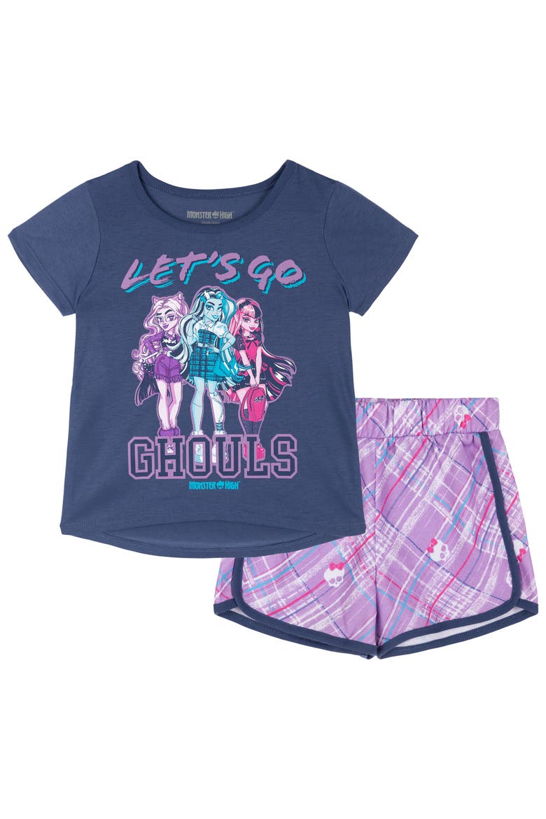 2-Piece Tee and Dolphin Shorts Set, Main, color, Slate Blue Lilac