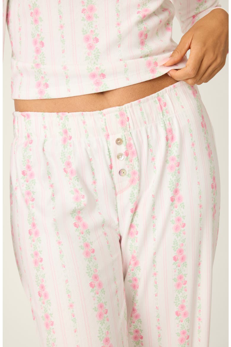 Roses Are Pink Double Brushed Pointelle Pajama Pants, Alternate, color, IVORY