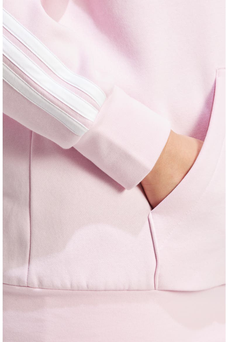 3-Stripes Fleece Zip Hoodie, Alternate, color, CLEAR PINK/ WHITE
