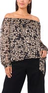 Vince Camuto Floral Metallic Print Off the Shoulder Top