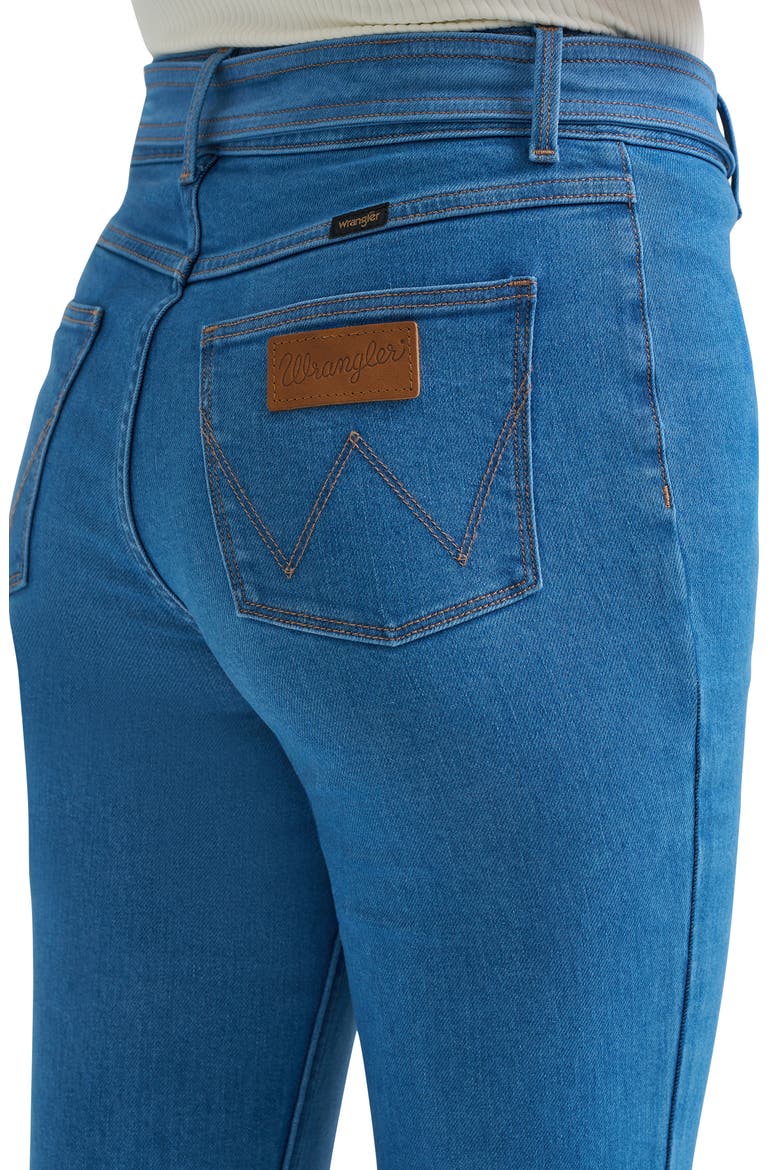 Belted Flare Jeans, Alternate, color, TURQUIOSE