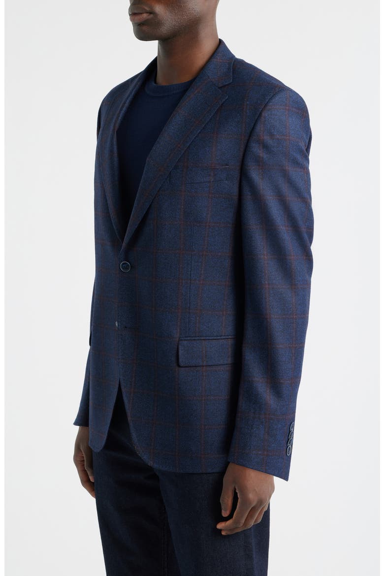 Hyperlight Soft Navy Windowpane Check Wool Sport Coat, Alternate, color, BLUE