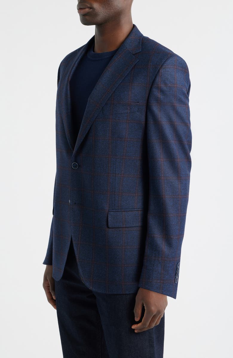 Peter Millar Hyperlight Soft Navy Windowpane Check Wool Sport Coat, Alternate, color, Blue