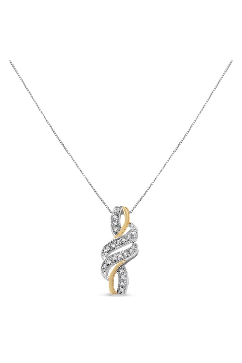 10K Yellow Gold Plated Silver 1/20 cttw Round Cut Diamond Swirl Pendant Necklace, Alternate, color, Yellow