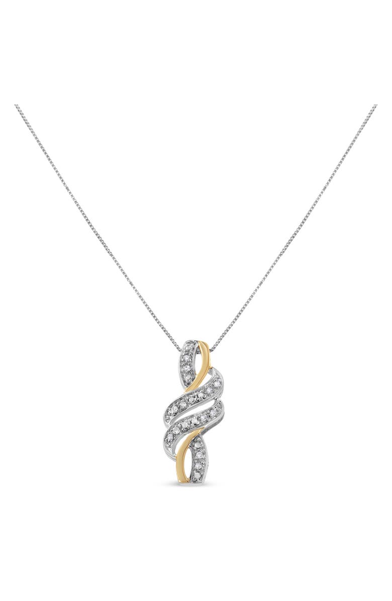 Haus of Brilliance 10K Yellow Gold Plated Silver 1/20 cttw Round Cut Diamond Swirl Pendant Necklace, Alternate, color, Yellow