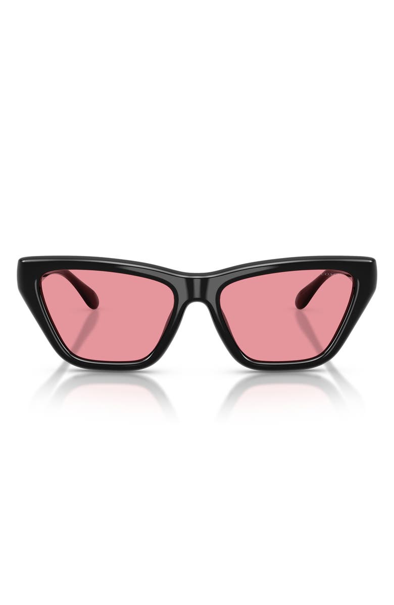COACH 56mm Cat Eye Sunglasses, Main, color, Black / Pink Solid