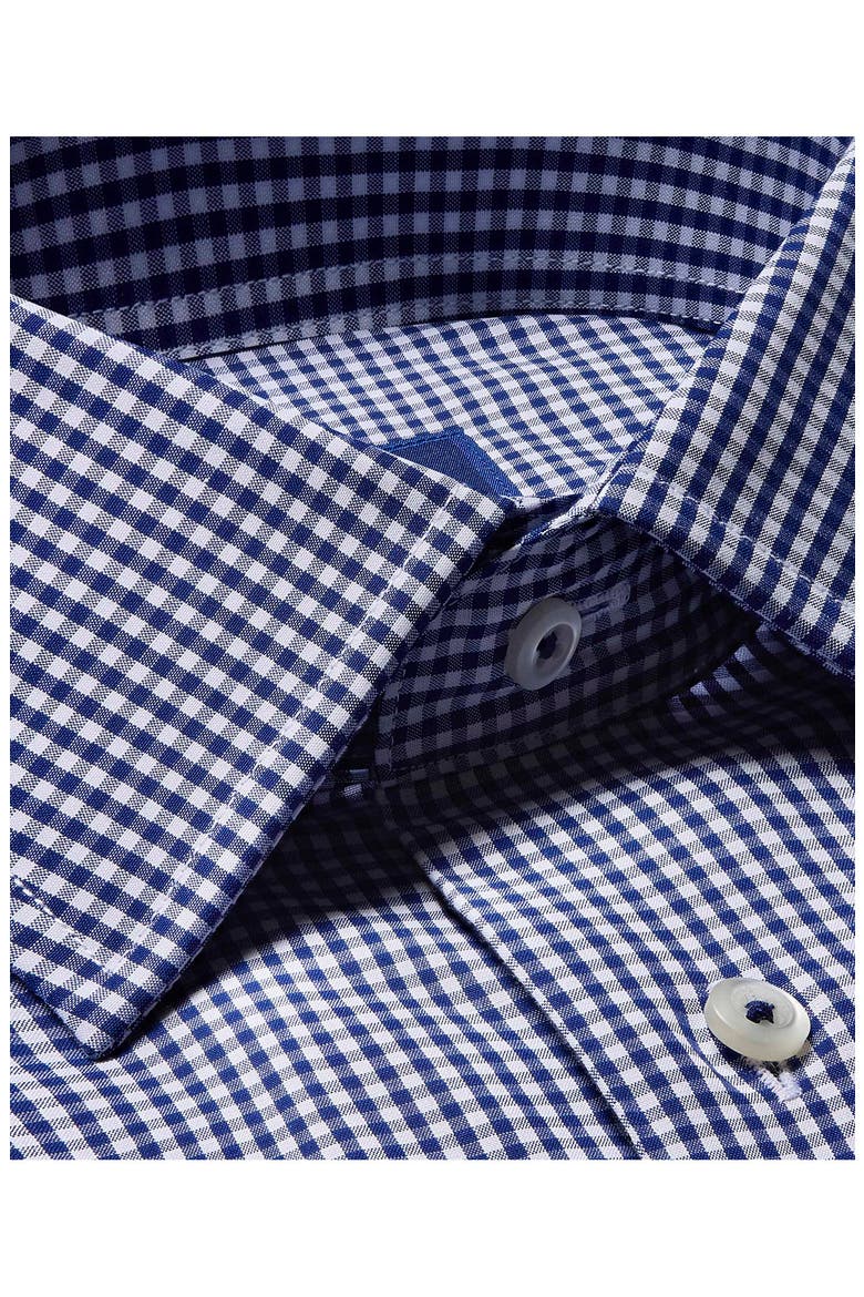 Slim Fit Gingham Barrel Cuff Dress Shirt, Alternate, color, NAVY