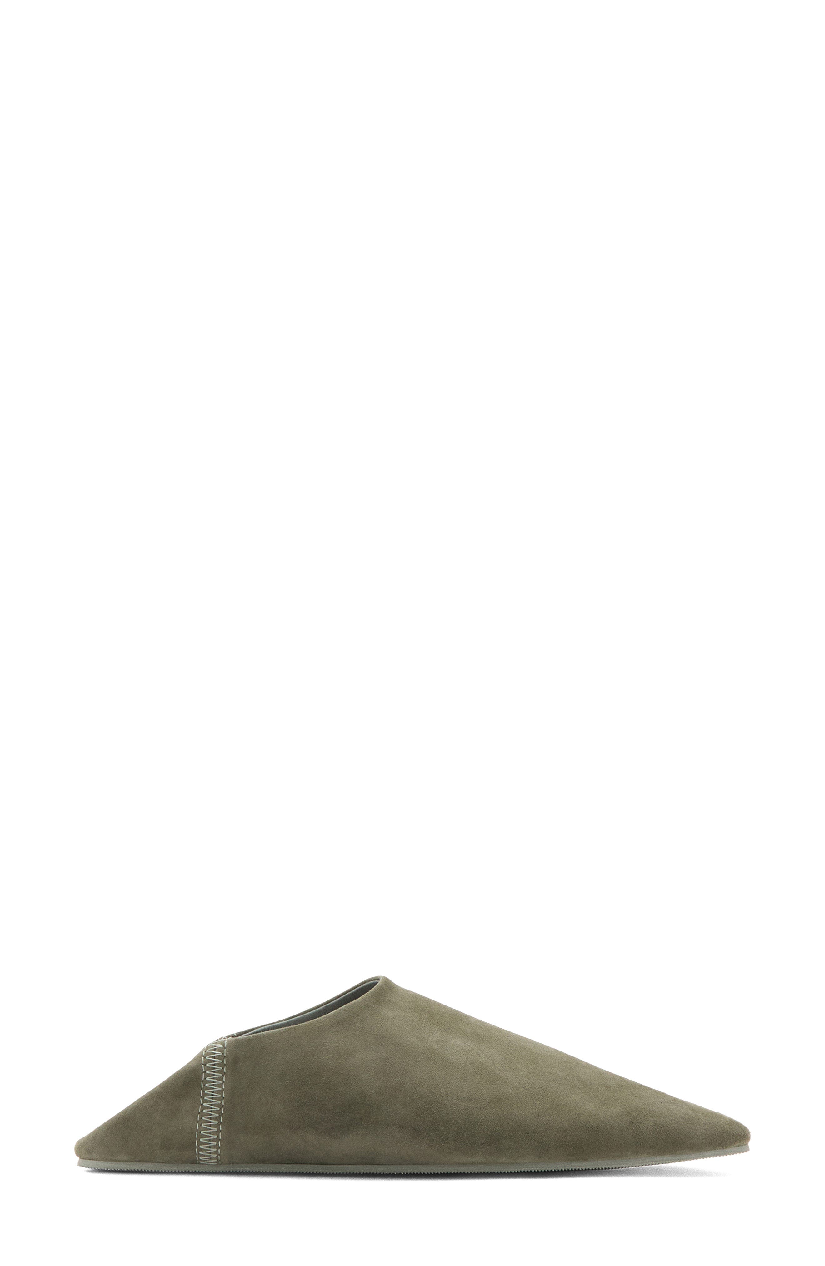 MANGO Leather Collapsible Heel Shoe, Alternate, color, Khaki Green