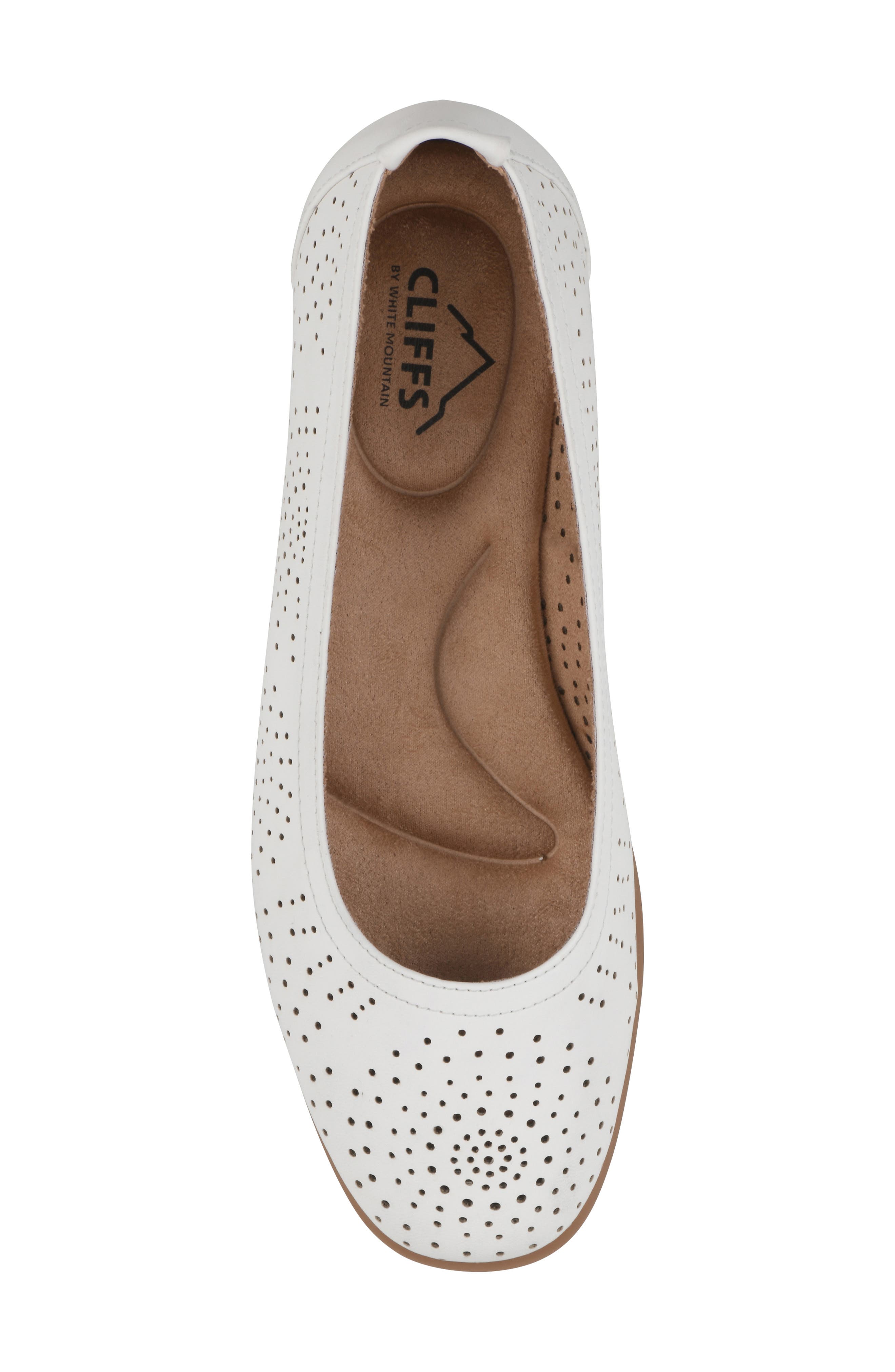 Cortney Perforated Ballet Flat, Alternate, color, WHITE SMOOTH