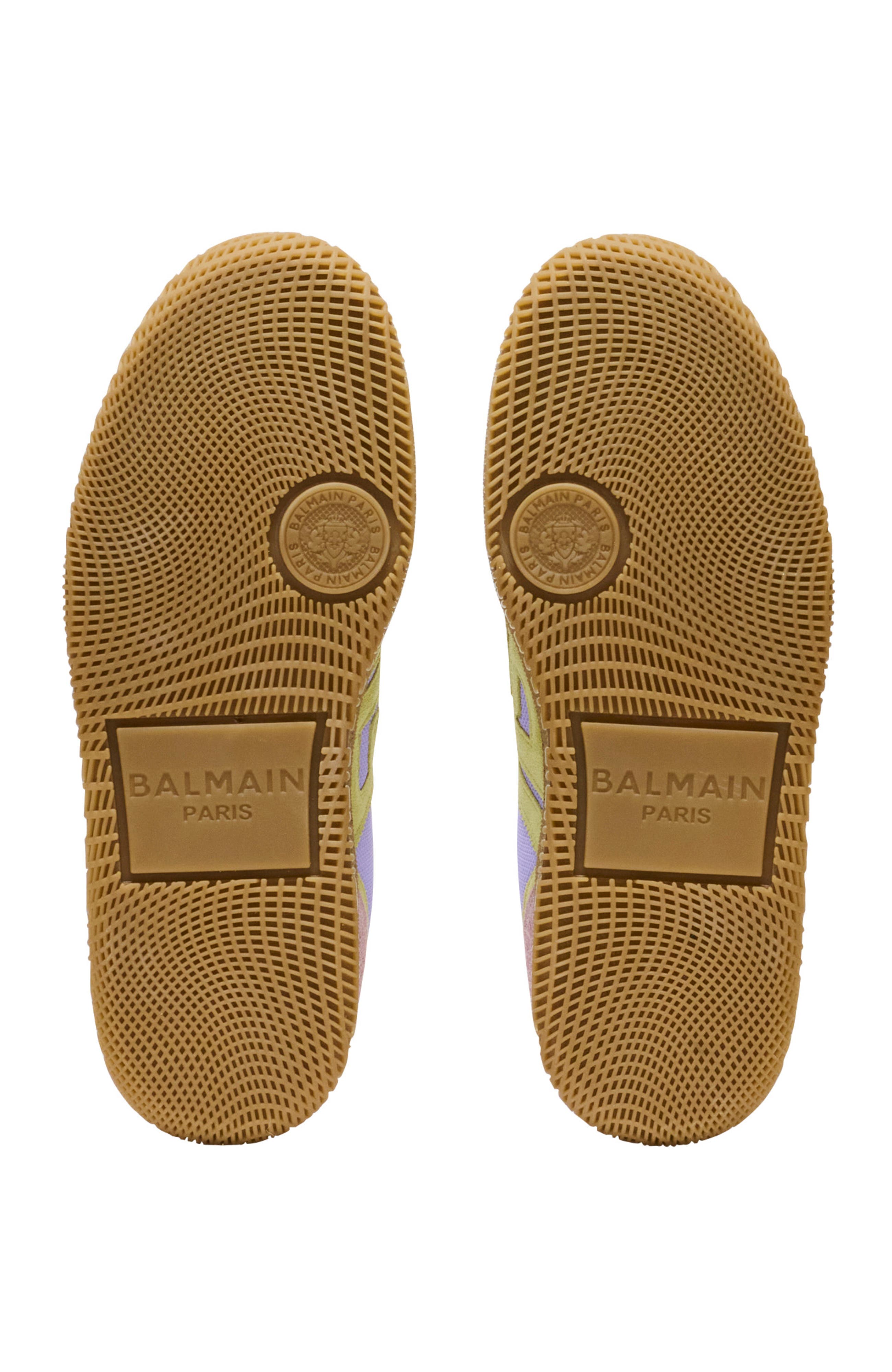 Balmain Swan suede and mesh trainers, Alternate, color, Purple