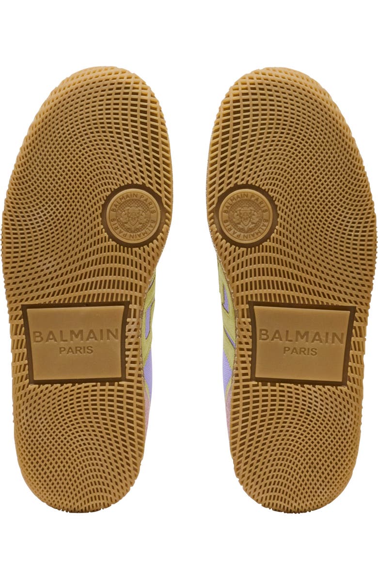 Balmain Swan suede and mesh trainers, Alternate, color, Purple