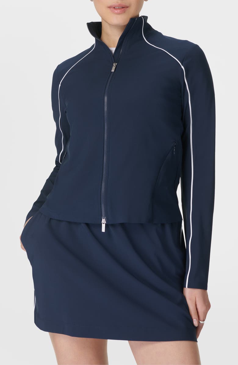 Sweaty Betty Anytime Explorer Stretch Track Jacket, Main, color, Navy Blue