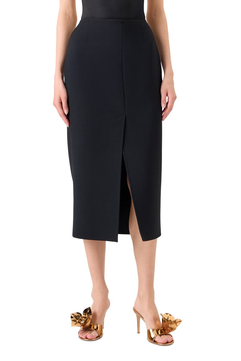 Wool Double Face Pencil Skirt, Main, color, BLACK