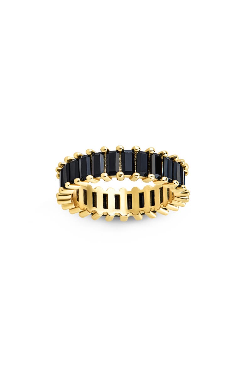 Caroline Rainbow Cubic Zirconia Eternity Ring, Main, color, GOLD/BLACK