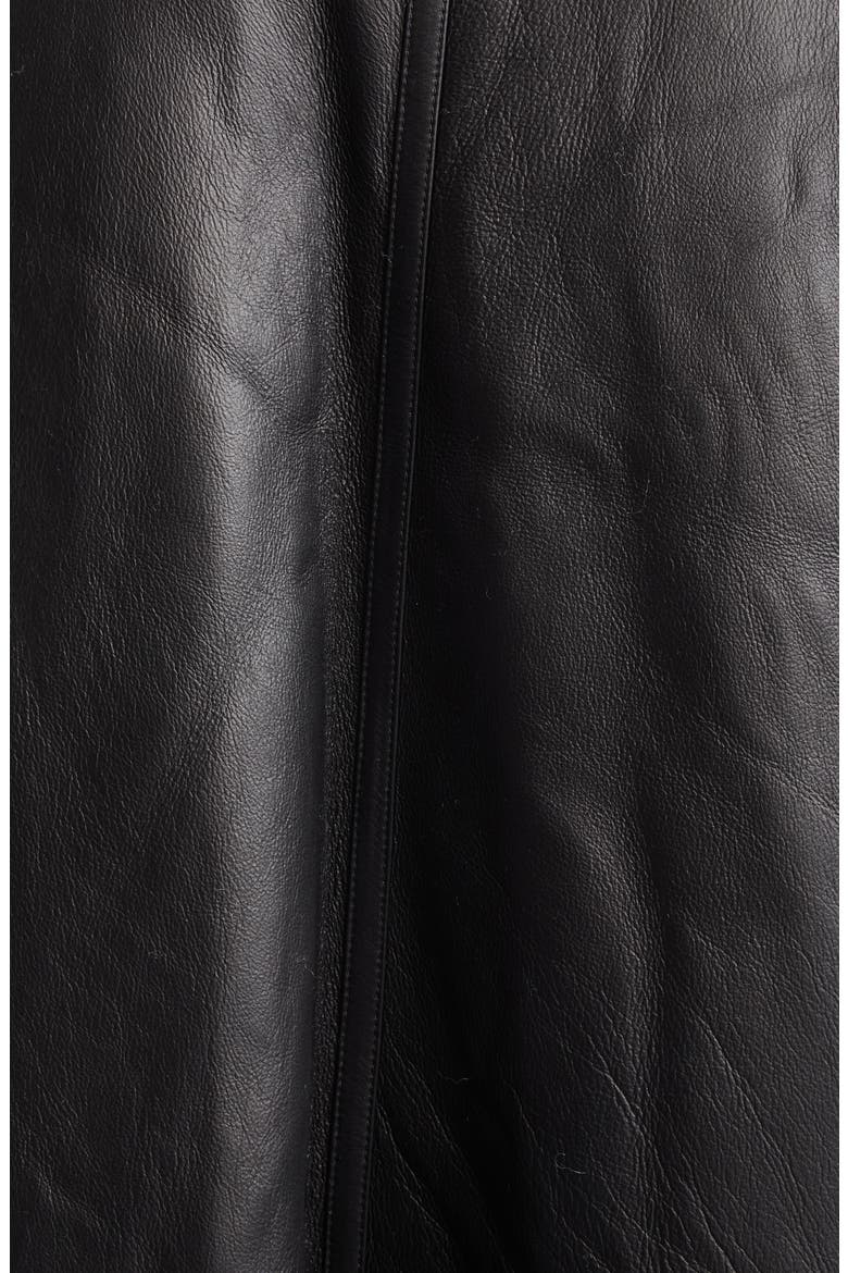 Blake Genuine Shearling Trim Leather Coat, Alternate, color, BLACK WHITE