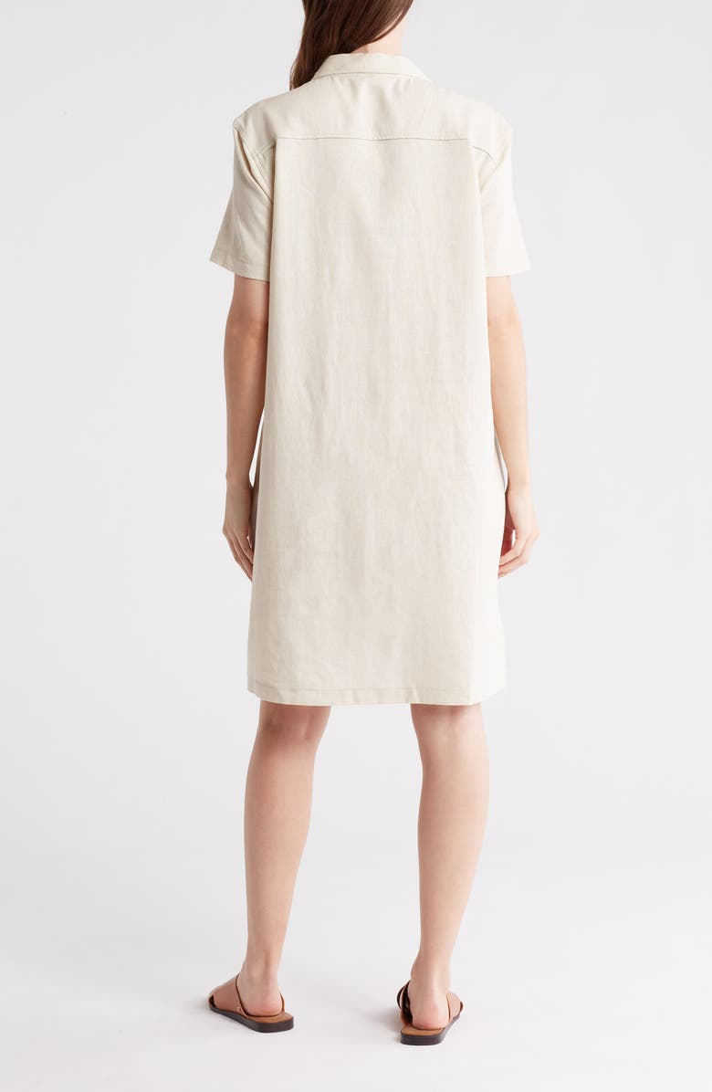 MAX STUDIO Short Sleeve Linen Blend Shift Dress, Alternate, color,