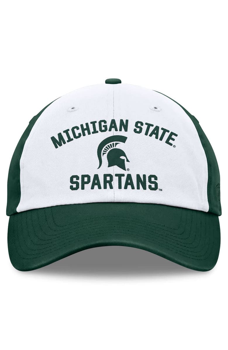 TOP OF THE WORLD Men's Top of the World White/Green Michigan State Spartans Heritage Weston Adjustable Hat, Alternate, color, White