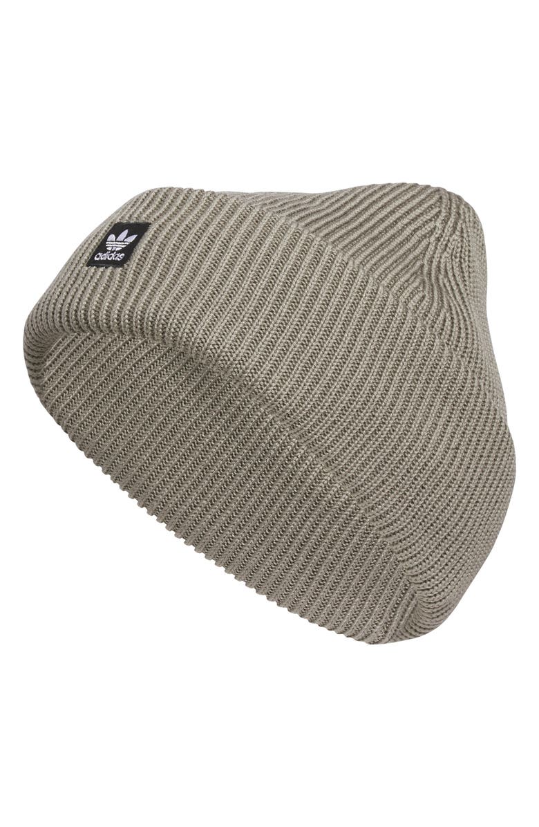 adidas Terrace Ribbd Beanie, Main, color, Silver Pebble / Black/ White