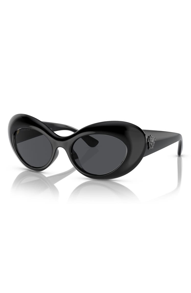 Versace 52mm Oval Sunglasses, Alternate, color, Black