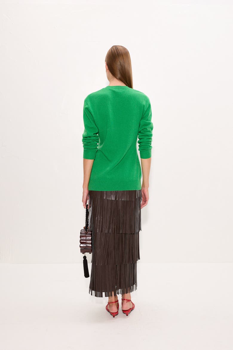 Za Za Vegan Leather Fringe Skirt, Alternate, color, Dark Choco Brown